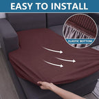 hyha Waterproof Sectional Couch Covers, Non Slip Sofa Couch Cushion Covers L Shape, Thick Stretch Jacquard Fabric, Washable Sofa Slipcovers with Elastic Bottom (1 Piece for Chaise, Chocolate)