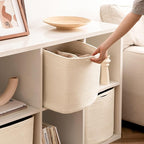joybest Cube Storage Bins Set of 4, 13inch Cube Baskets Organizer for Nursery, Square Cotton Rope Baskets for Shelves Organizing, Kids Toy, Closet Storage, Beige