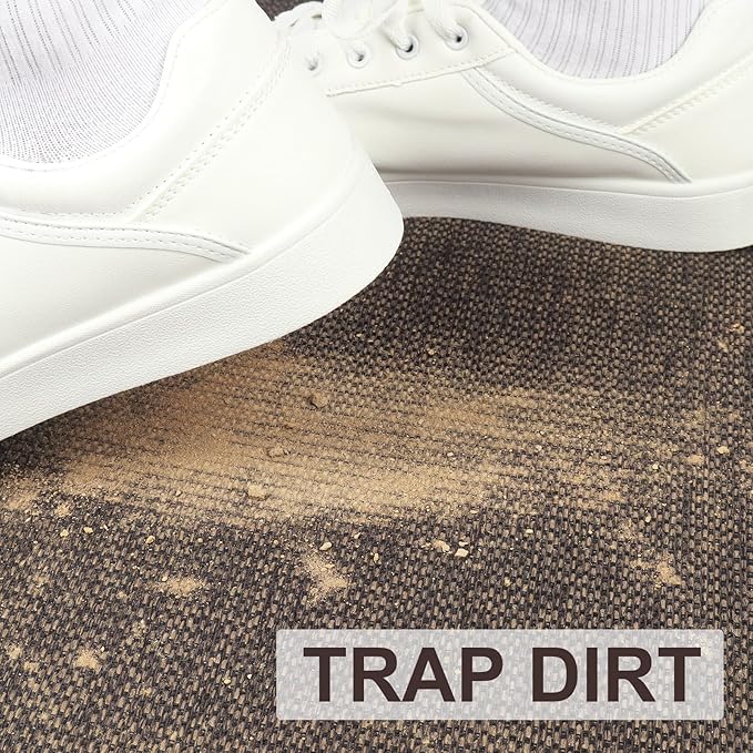 LEKEEPGO Door Mat 17"x29", Non Slip Door Mat Indoor Entrance, Rubber Backing Indoor Door mat Washable Absorbent Low-Profile Doormat Front Entryway Entry Resist Dirt Inside Door Mats, Brown