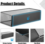 Tioncy 4 Pcs Magnetic Storage Bin Magnetic Locker Organizer for Pegboard Refrigerator Shelves Basket Container Wire Storage Holder for Kitchen Home Whiteboard(Black,10.6''l, 6.2''l)