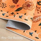 Bedroom Rug 3x5 Rug Washable Area Rug Non Slip Low Pile Boho Floral Small Carpet for Bedroom, Bedside, Kitchen, Entryway, Kids Room, Office, College Dorm Essentials for Girls(Yellow)