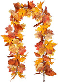 Lvydec 2 Pack Maple Leaves Fall Garland Clearance - 5.8ft/Strand Artificial Fall Foliage Garland Colorful Autumn Decoration for Home Wedding Party Thanksgiving