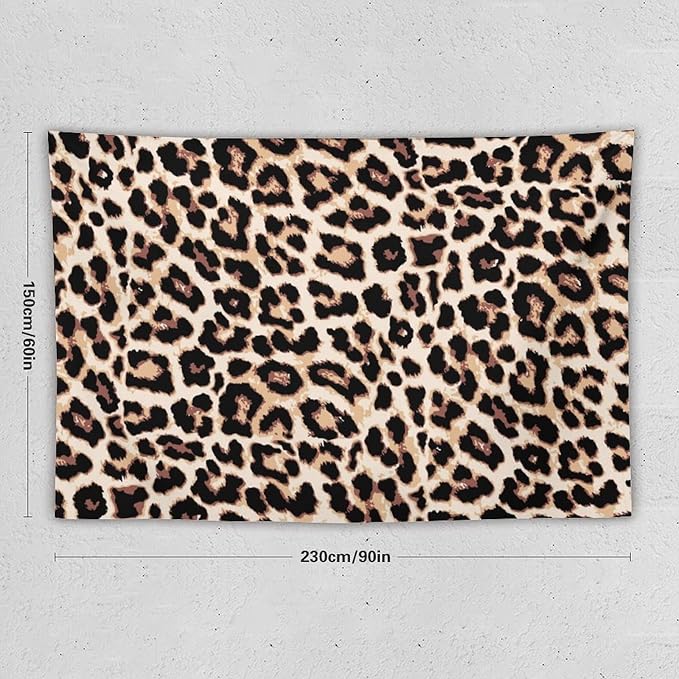 HZOHNAGO Leopard Print Tapestry Rustic Brown Leopard Wild Animal Printed Wall Tapestry Painting Wall Hanging for Bedroom Living Room Dorm 90" W x 60" H