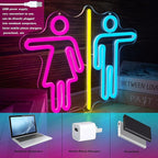 Restroom Neon Signs for Wall Decor Bathroom Neon Sign Dimmable LED Powerd Toilet Light Restroom Signs for Business Ideal for Bathroom, Bar, Hotel, Hospital,Home and Party Decoration(12.9 * 10.6inch)