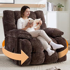 Oversized Recliner Chair Manual Swivel Rocker Recliner for Living Room Chenille Overstuffed Nursery Reclining Sofa Chair Rocking Recliners for Adults 400lbs (Manual, Brown)