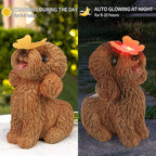 Dog Statues Outdoor Decor, Solar Lights Outdoor Statue Garden Decorations Solar Dog Ornaments for Patio, Lawn, Yard Art Decoration, Housewarming Garden Gift