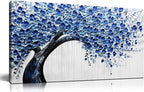 Large Wall Art for Living Room Bedroom Home Office Blue Tree of Life Wall Art Floral Picture Framed Wall Decor Modern Canvas Prints 20x40 In