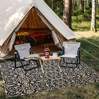 OLANLY Outdoor Rug Waterproof 5x8 ft Clearance, Reversible Outdoor Plastic Straw Rug with Floral Pattern, RV Mat for Patio, Camping, Balcony, Deck, Backyard, Black & Beige