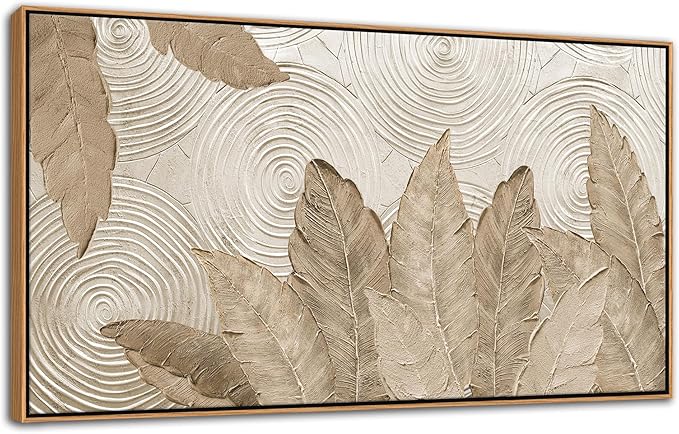 Minimalist & Modern Art for Bedroom Decor Framed Abstract Artwork for Walls Neutral & Contemporary Beige Wall art - Artwork for Living Room and Boho Style Large Abstract Wall Art 24×48IN