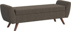HomePop Modern Storage Bench with Wood Legs Home Décor|Bench with Storage for Living Room & Bedroom - Dark Brown Boucle