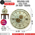 24'' Inch Real Moving Gear Wall Clock Ireland Line (Brass Light, 24 inches (59 cm))