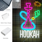 Hookah Neon Sign Nargile Lounge Sign Colorful LED Light for Shisha Bars and Lounges Decor Dimable USB Neon Signs for Man Cave,Hookah Shops,Vape Bars and Vapor Lounges(16.5 * 9.8inch)