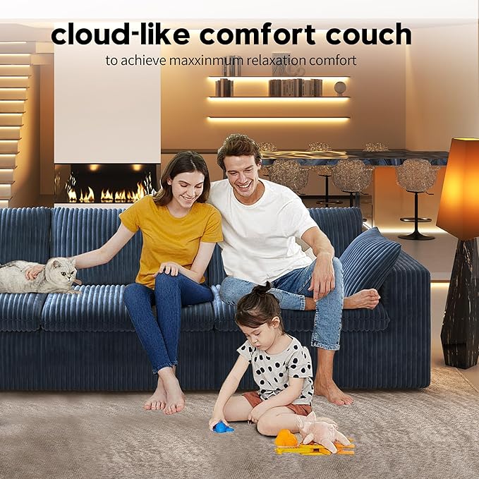 78.74" LoveSeat Cloud Sofa,Modular Sectional Couch,Modern Deep Seat Upholstered Couches with Plush Corduroy Fabric for Living Room Furniture,Bedroom and Apartment,No Assembly Required,Blue