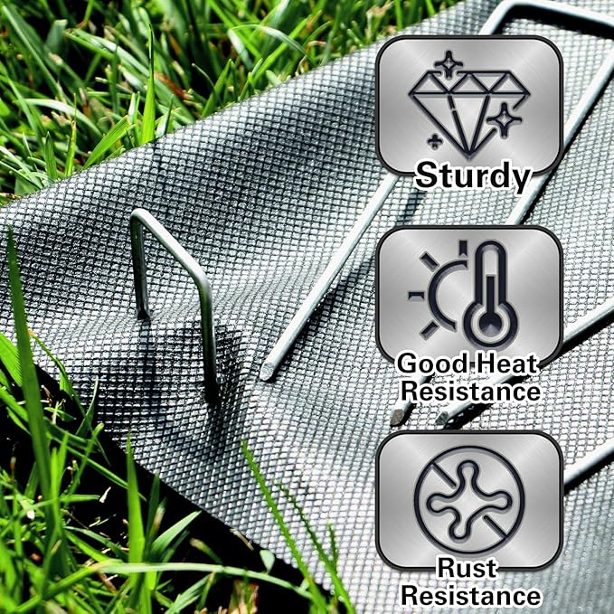 6 Inch Landscape Staples, More Thicker Heavy Duty 8 Gauge Galvanized Landscape Stakes, 125 Packs Garden Staples for Lawns, Weed Barriers, and Landscape Fabrics, Irrigation Hose, Tent Pegs ﻿