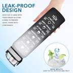Enerbone Water Bottle, Leakproof BPA & Toxic Free, Motivational Water Bottle with Times to Drink and Straw, Fitness Sports Water Bottle with Strap for Office, Gym, Outdoor Sports