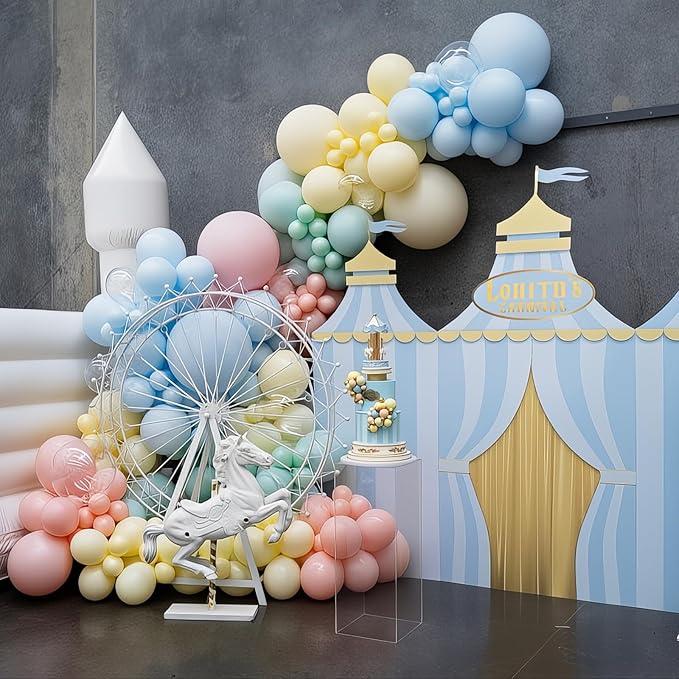 Pastel Balloons 12 Inch Macaron Pink Blue Green Purple Yellow Pastel Rainbow Latex Balloon with Colorful Confetti Party Balloons for Easter Birthday Baby Shower Bridal Wedding Party Decoration