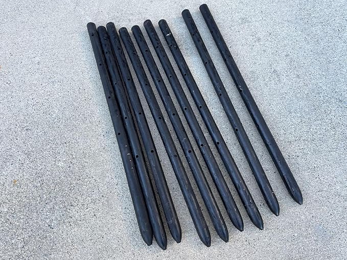 Sandbaggy Round Steel Concrete Form Stakes with Nail Holes - Rust Resistant Coating - Removable, Reusable (10, 3/4 in X 18 in)