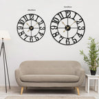 LEIKE 31 Inch Extra Large Wall Clock, Retro Decorative Oversized Silent Little Ticking Battery Operated,Black Metal Arabic Numerals Wall Clocks for Living Room,Office,Entrance Farmhouse Decor