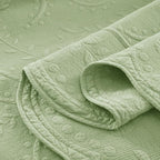 MarCielo 3-Piece 100% Cotton Oversized Bedspread Lightweight Quilt Coverlet Embroidery Farmhouse Bedding Set (TX Pale Green, Oversized Queen (100"x106"))