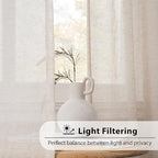 FMFUNCTEX Linen Sheer Curtains for Bedroom, Taupe Curtains 63 Inch Length for Living Room, Brown Farmhouse French Flax Blend Window Draperies, Rod Pocket 2 Panels Set