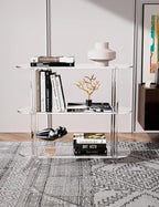 Clear Bookshelf, Acrylic Bookcase with Open Book Shelf Console Table for Entryway Office Living Room Bedroom (3 Tier Clear)
