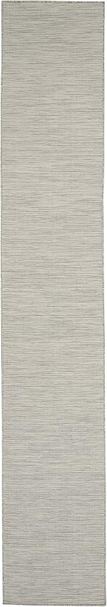 Nourison Positano Indoor/Outdoor Light Grey 2'2" x 10' Area Rug, Easy Cleaning, Non Shedding, Bed Room, Living Room, Dining Room, Backyard, Deck, Patio (2x10)