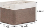Bidtakay Baskets Fabric Storage Bins for Shelves [3-Pack] Decorative Storage Baskets for Organizing 15 X 11 X 9.5 inches Nursery Closet Foldable Toy Storage Closet Organizer Brown
