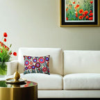 Cream Lumbar Poppy Floral Pillow Cover Red Poppies Flower Pillows White Farmhouse Chair Cushion Floral Cream Hand Embroidered Size 14x20
