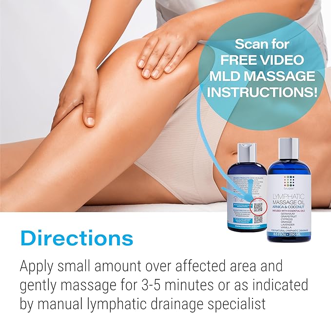 Lymphatic Drainage Massage Oil with Arnica Oil & Coconut for Post Surgery Recovery & Lymphatic Drainage Massager, Liposuction, 360 Lipo, BBL, After Tummy Tuck Surgery Items, Fibrosis Treatment, 8.5 Oz