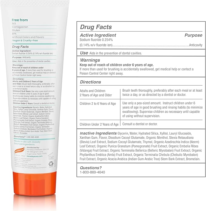 Himalaya Botanique Anticavity Fluoride Toothpaste, Fluoride with Multi-Benefit Support, Fights Cavities, Strengthens Enamel, Promotes Remineralization, Mint Flavor, 4 oz.