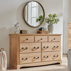 T4TREAM 7 Drawers Dresser Chests for Bedroom, Wood Vintage Chests of Drawers, Rustic Dressers Chset Organizer for Bedroom, Living Room, Hallway, Natural Oak