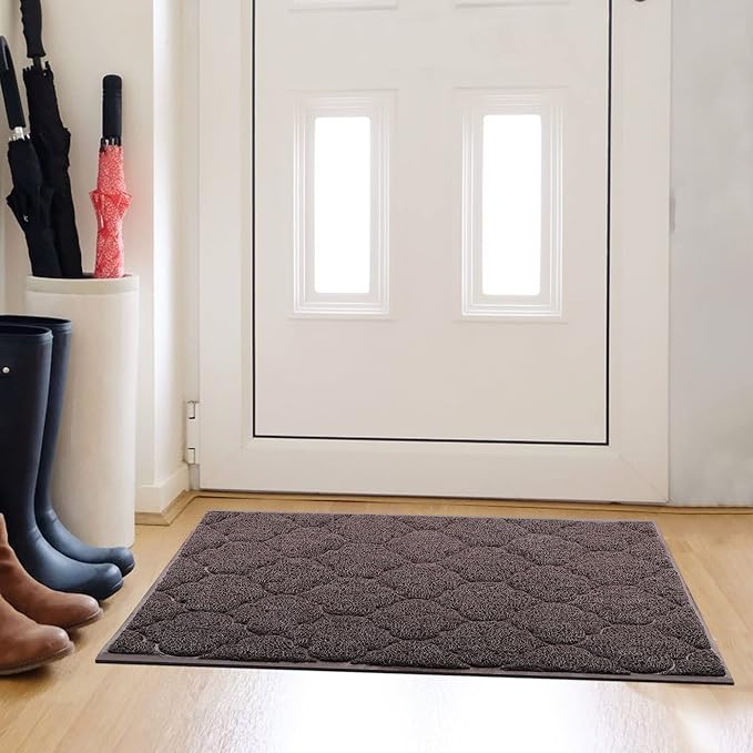 Door Mat Outdoor, 24x36, Welcome Mats for Entryway, Front Doormat for Home Entrance, Indoor Floor Mat, Durable, Non-Slip, Boot Scraper, Catches Muddy and Dirt(Brown)