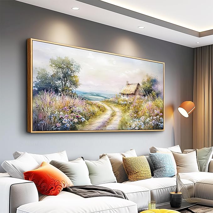 ZUITINGHUA Wood Framed Canvas Wall Art For Living Room Wall Decor For Bedroom Office Wall Decoration Country Road Landscape Paintings Farmhouse Pictures Artwork Room Aesthetic Home Decor 20x40 In