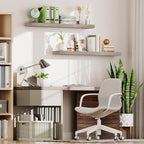 HOOBRO Floating Shelves for Wall, Wall Mounted Shelf Set of 2, 47.2" Hanging Shelf with Invisible Brackets, for Wall in Bathroom, Bedroom, Toilet, Kitchen, Living Room, Office, Greige BG120BJP201