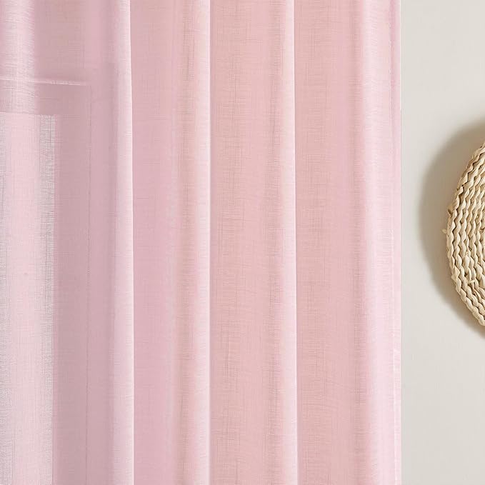 Joydeco Sheer Curtains 96 Inches Long, Beige Curtains for Living Room 2 Panels Set, Window Curtains Privacy Assured with Light Filtering(W52 x L96 Inch,Tapioca)