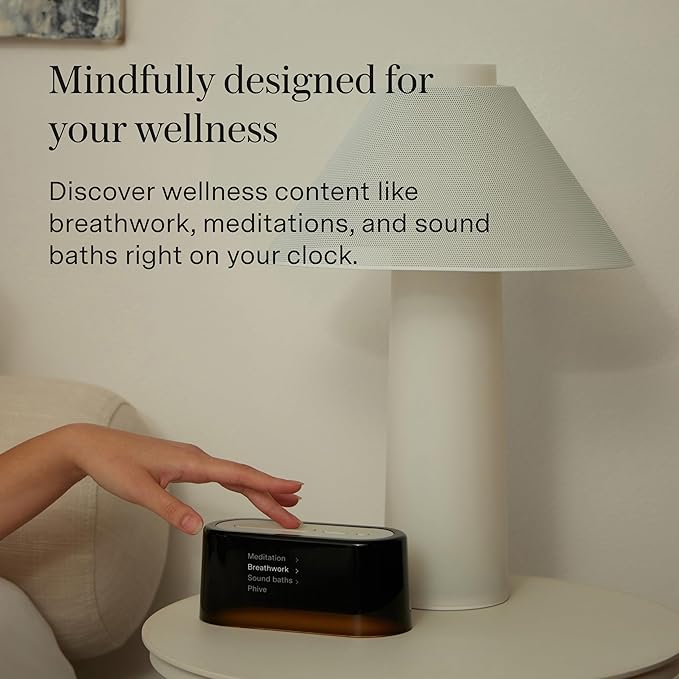 Loftie Alarm Clock with Sound Machine – Smart Alarm Clock with Light, White Noise, Bluetooth Speaker, Night Light Sound Machine, 100+ Sounds, Blackout Mode, No WiFi Mode, Optional Subscription - White