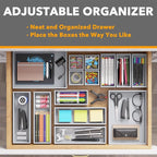 SpaceAid 14-Piece Bamboo Drawer Organizer Storage Boxes Set, Wood Tray Junk Drawer Organizers Multi-Use Divider Bins for Kitchen, Bathroom, Office Desk and Makeup Organization (14 Pack, Gray)