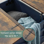 Blue Coffee Table with Storage, Cocktail Table with Hinged Lift Top, Farmhouse Square Wood Center Table with Large Hidden Storage Compartment for Living Room, Square Coffee Table, Metal Edges Decor