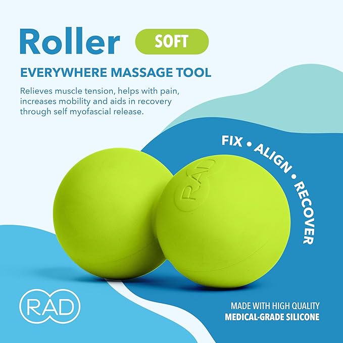 RAD Soft Peanut Massage Ball – Low Density Yoga Deep Tissue Roller Ball – Myofascial Release for Back, Neck, Feet, Psoas & Spine – Suboccipital & Thoracic Trigger Point Therapy