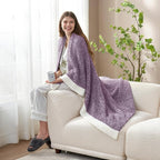 Snuggle Sac Purple Throw Blankets for Couch, Super Soft Warm Blankets Cozy Knit Fuzzy Plush Lightweight Throws for Sofa, Bed,Living Room, Heather Purple, 50x60 inches