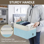 BALEINE 2 Pack Fabric Storage Bins for Shelves, Linen Storage Baskets for Organizing, Decorative Closet Bins for Clothes, Home (Skyblue, 15''x11''x9.5'')