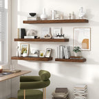 Heimlove 48" Floating Shelves for Wall,10 Deep Rustic Brown Wood Display & Storage Wall Shelves with Heavy Duty Brackets for Bathroom,Bedroom,Kitchen,Living Room,Office,Set of 2