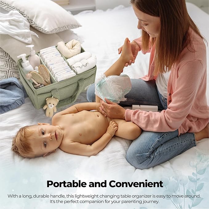 PeraBella Diaper Caddy Organizer for Changing Table, Storage Basket for Wipes, Gift for Baby Shower, Car Organizer, Nursery Organizer, Portable Storage