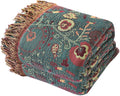 MSGKV Boho Throw Blanket for Couch and Sofa Cotton Blankets for Living Room Bedroom Reversable Florals Throw 60"x80" Breathable Cozy Blankets