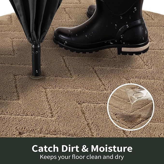 Stiio Dirt Trapper Door Mat 24x35.5 Inches, Front Doormat Indoor Outdoor Entrance Low Pile, All-Season, All-Weather Absorbent Entry Rug, Washable Non Slip Rug for Entryway, Brown