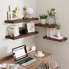 Fun Memories Rustic Wood Floating Shelves for Wall, 36 x 9 Wall Shelves Set of 2, Deep Floating Shelf for Kitchen, Living Room Storage & Display, Deep Wooden Bookshelf, Walnut Color