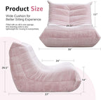 Bean Bag Chairs for Adults Giant Bean Bag Chair Memory Foam BeanBag Chair Big Bean Bag Sofa with Filler Faux Fur Fireside Beanbags Lazy Sofa for Living Room Bedroom Dorm Office (Pink Plush)