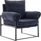 YISHENG Accent Chair with 6-Angle Adjustable Backrest, Chenille Fabric Living Room Chair Upholstered Lounge Chair, Modern Chair Cozy Reclining Chair for Reading Room, 1PC Dark Blue
