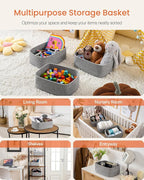 KALLAX Small Woven Basket, 13.5 x 9.5 x 5 Inches, Storage Basket for Organizing, Cute Small Rope Shelf Closet Cube Storage Bins Baskets for Shelves, Dog Toy Gift Baskets Empty, 3 Packs, Mixed Grey