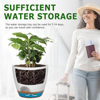 Plant Pots 12/10/9 Inch Self Watering Pots, Set of 3 Plastic Planters with Drainage Holes and Saucers,Plastic Flower Pots,Nursery Planting Pot for Indoor Out Door Plants(White)
